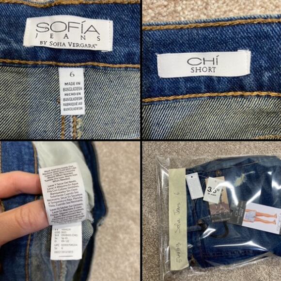 Sofia Jeans Stretch Denim Distressed Cutoff Chi Shorts 6 Frayed Hem Highwaisted - Picture 9 of 12